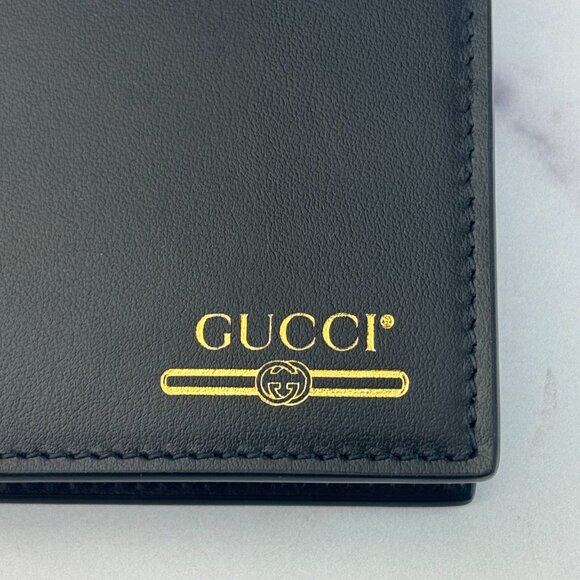 New Gucci Black & Gold Leather Bifold Wallet $380 Retail - Picture 3 of 7